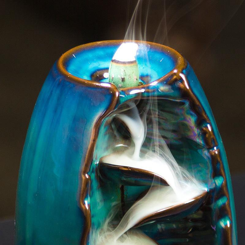 Smoke Waterfall Cone Incense Burner - Buddha & Karma