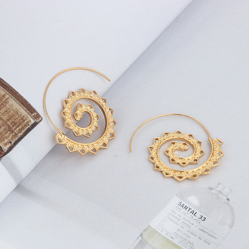 Spiral Hippie Hoops - Large Statement Earrings - Buddha & Karma