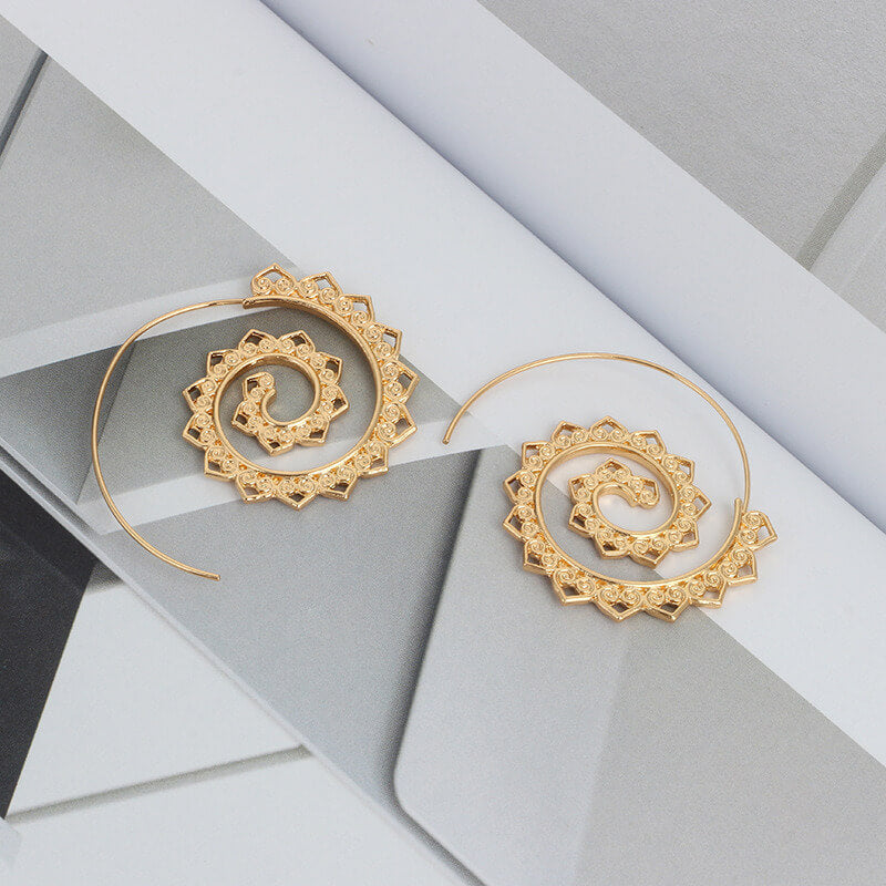 Spiral Hippie Hoops - Large Statement Earrings - Buddha & Karma