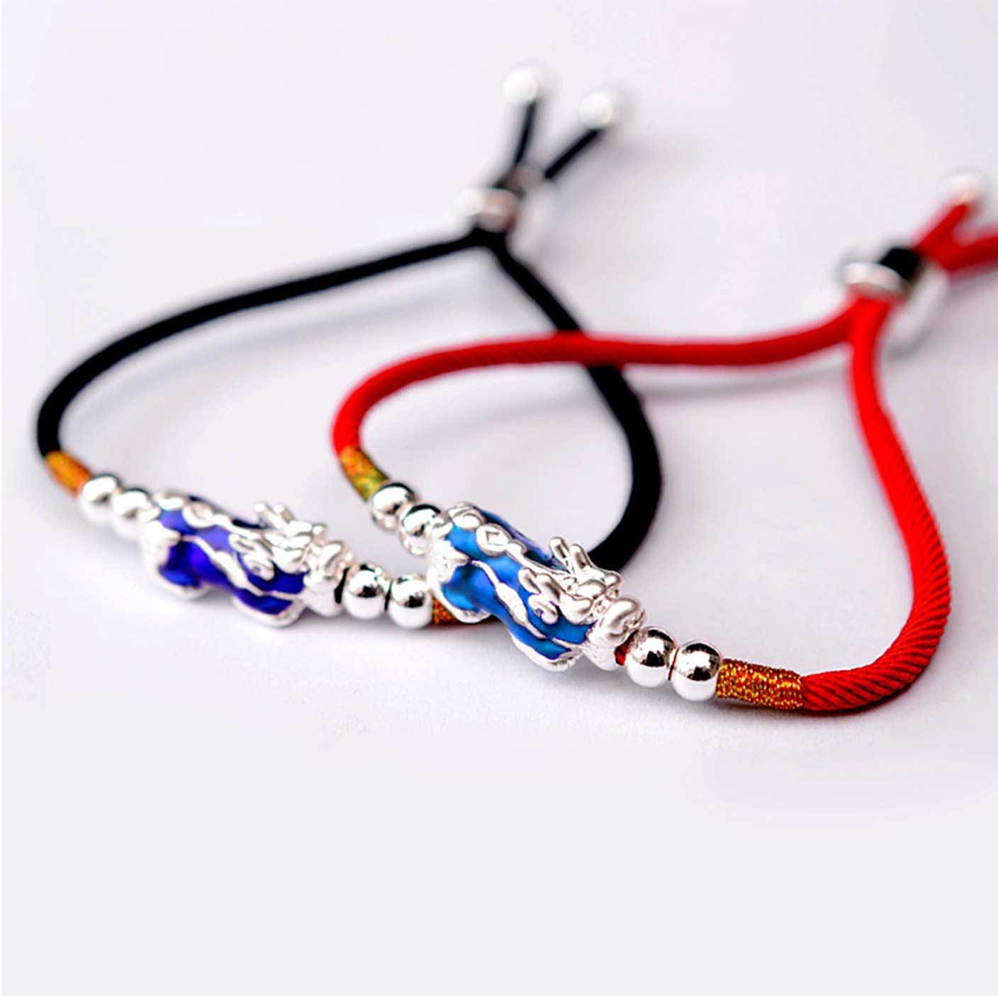 Temperature Color Changing Pixiu Bracelet - Handwoven Rope - Buddha & Karma