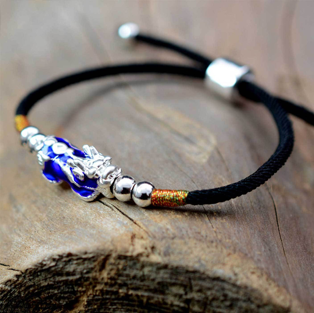 Temperature Color Changing Pixiu Bracelet - Handwoven Rope - Buddha & Karma