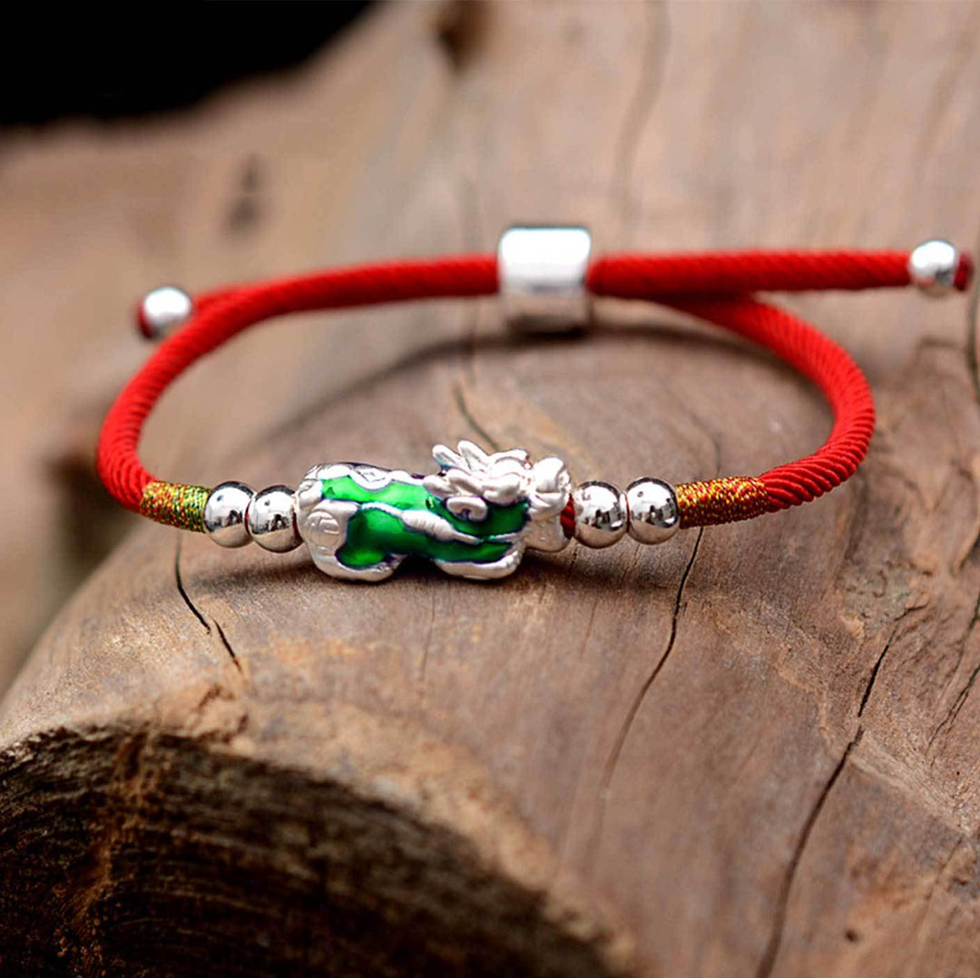 Temperature Color Changing Pixiu Bracelet - Handwoven Rope - Buddha & Karma
