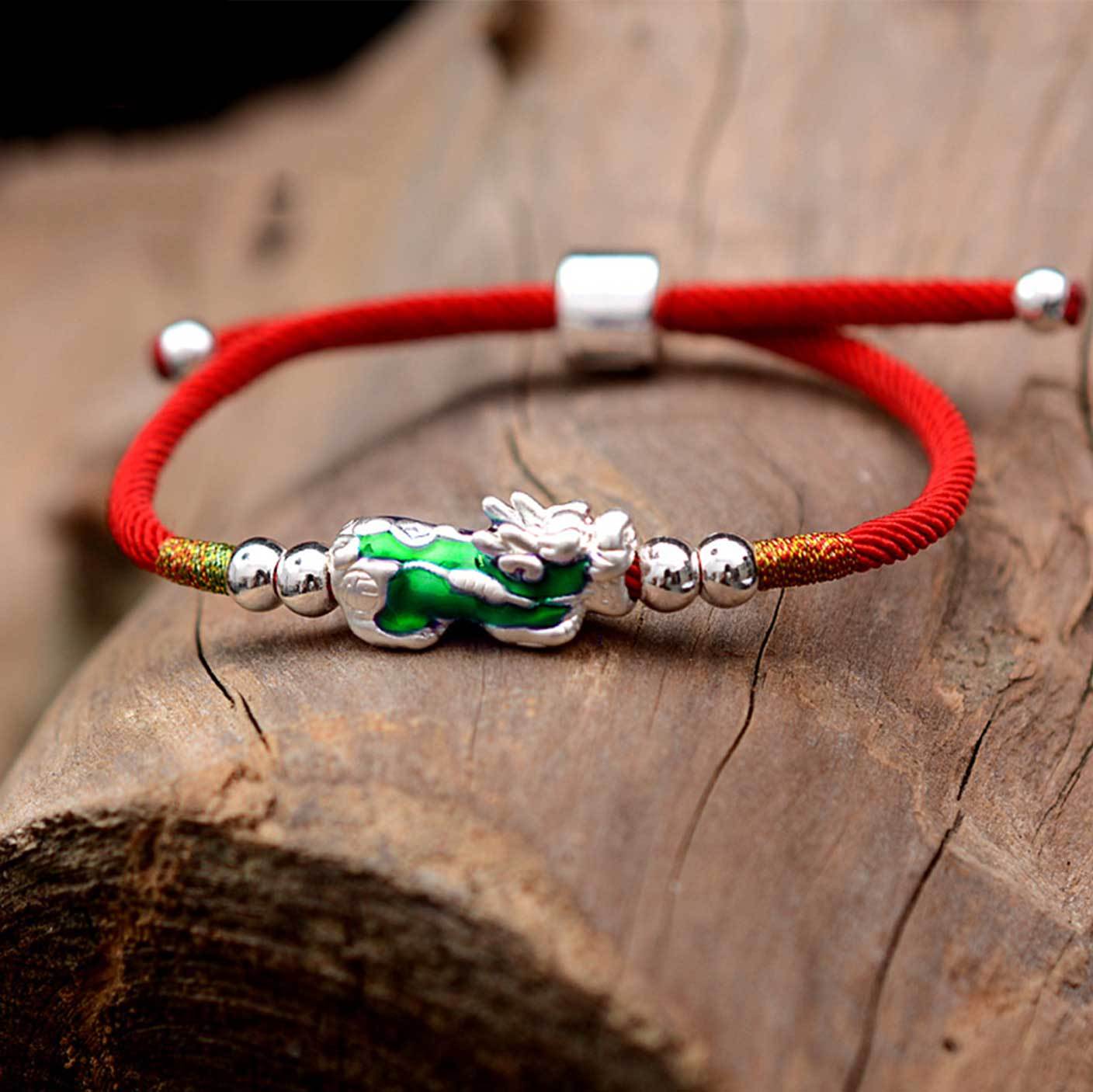 Temperature Color Changing Pixiu Bracelet - Handwoven Rope - Buddha & Karma