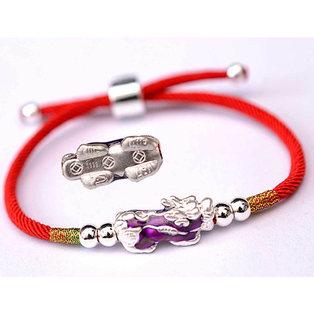 Temperature Color Changing Pixiu Bracelet - Handwoven Rope - Buddha & Karma