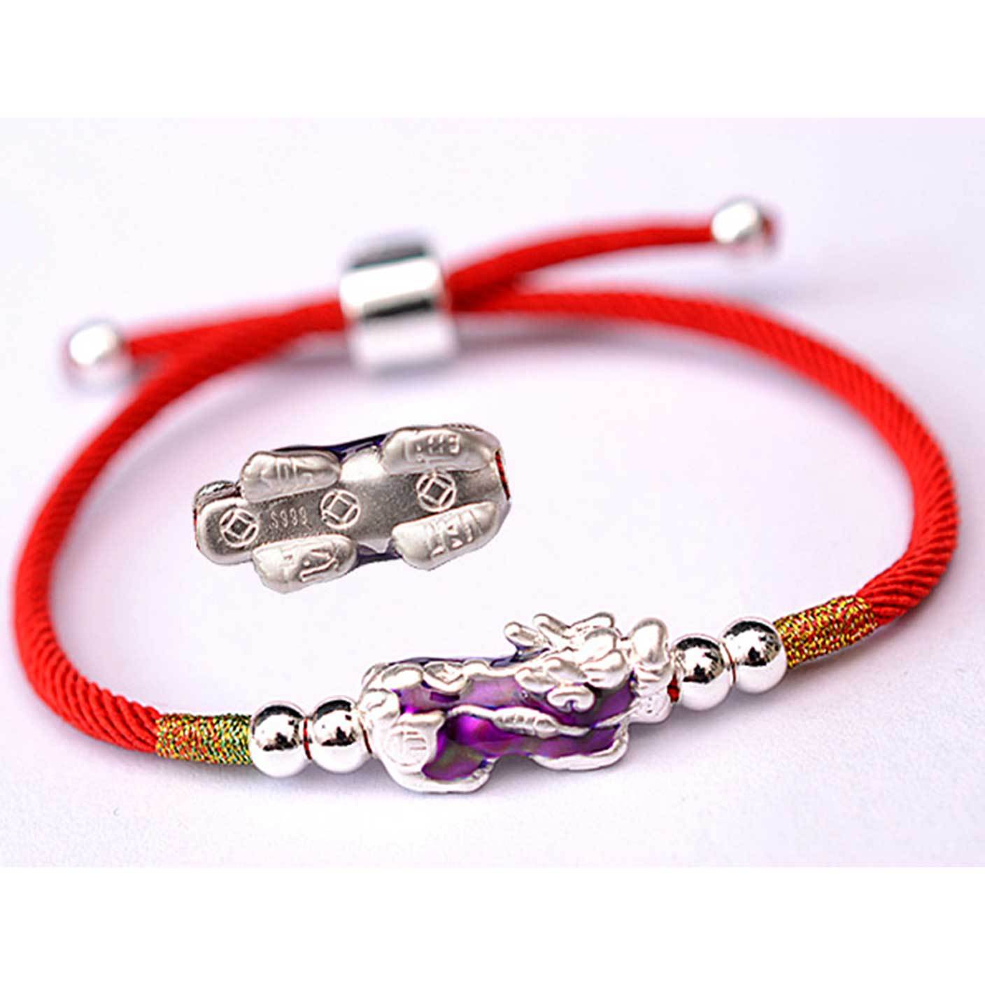 Temperature Color Changing Pixiu Bracelet - Handwoven Rope - Buddha & Karma