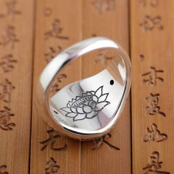 Lotus Mantra Ring – Om Mani Padme Hum - Silver, Gold - Buddha & Karma