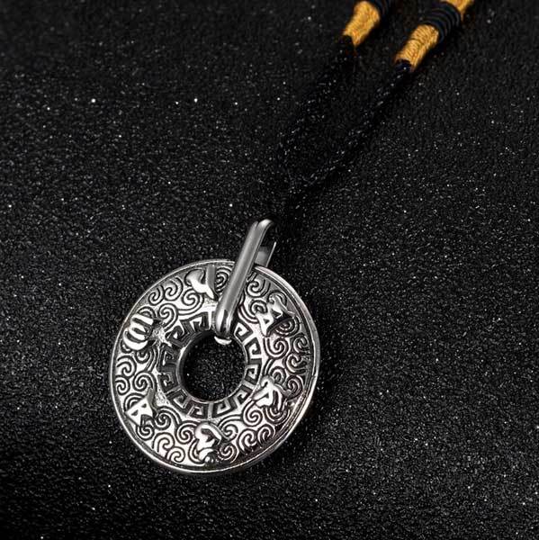 Tibetan Mani Mantra Coin Necklace - Buddha & Karma