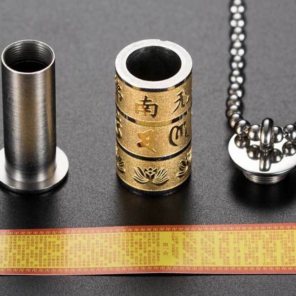 Tibetan Prayer Wheel - Spinning Buddhist Mantra Necklace - Buddha & Karma