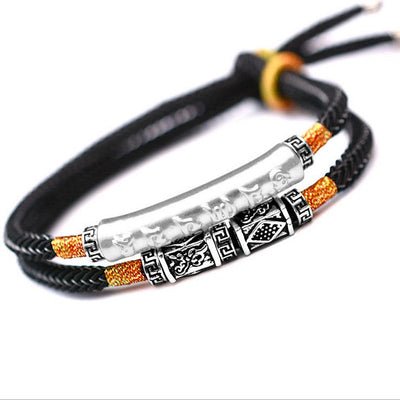 Tibetan Mantra Double Bracelet - For Luck & Protection - Buddha & Karma