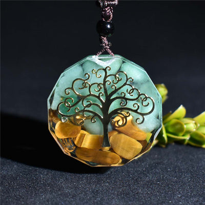 Tree of Life Orgonite Necklace - Energy Protection - Buddha & Karma