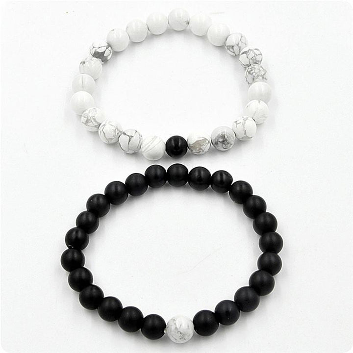 Black & White Distance Bracelets Bundle - For Couples - Buddha & Karma