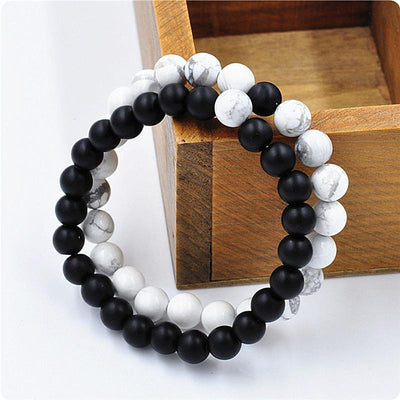 Black & White Distance Bracelets Bundle - For Couples - Buddha & Karma