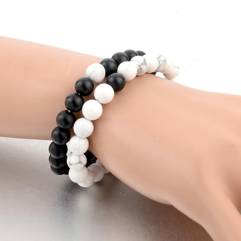 Black & White Distance Bracelets Bundle - For Couples - Buddha & Karma